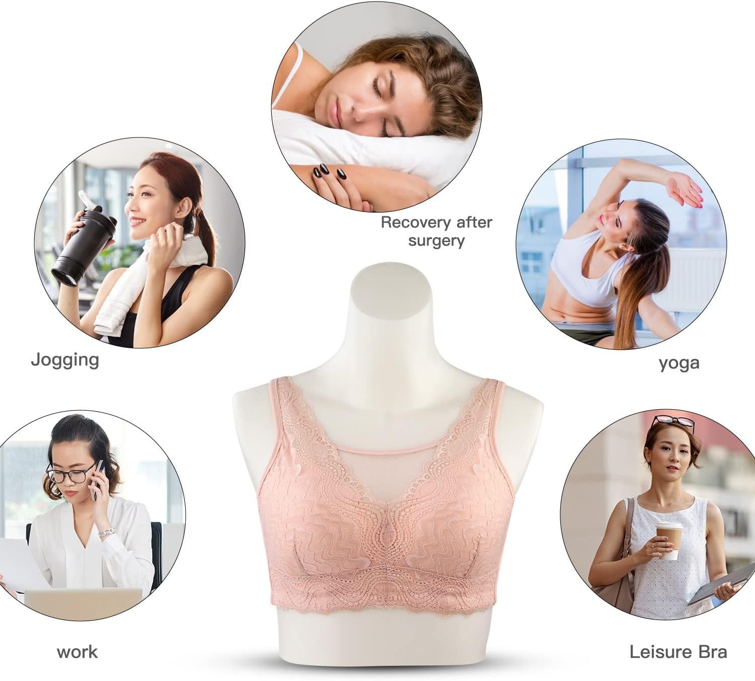 Post Mastectomy Bra for Women,Post Surgery Bra with Pocket Wireless Prosthetic Bras for Mastectomy Breast Forms Everyday