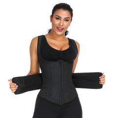 Ladies' neoprene corset body shaper with Velcro zipper closure.