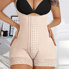 Breasted Belly Bound Body Shaper Pants in skin tone, high waist design.