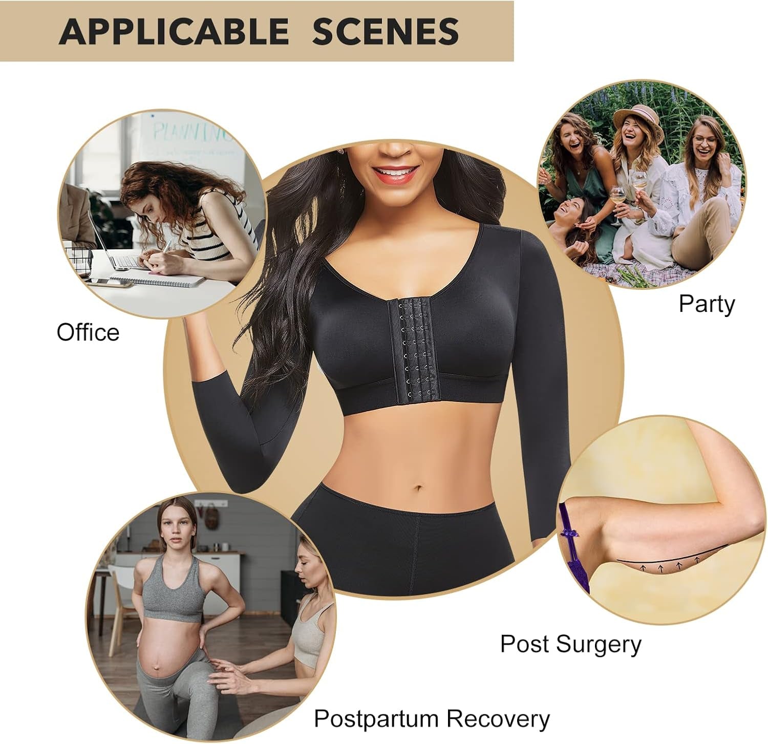 Arm Shaper for Women Post Surgery Arm Lipo Compression Sleeves Slimming Arm Front Closure Shapewear Bra