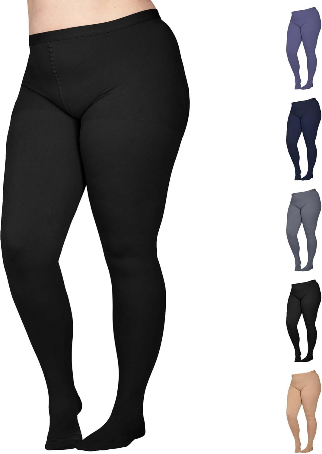 Compression pantyhose for women, 20-30 mmHg, available in multiple colors, supports varicose veins and swelling relief.
