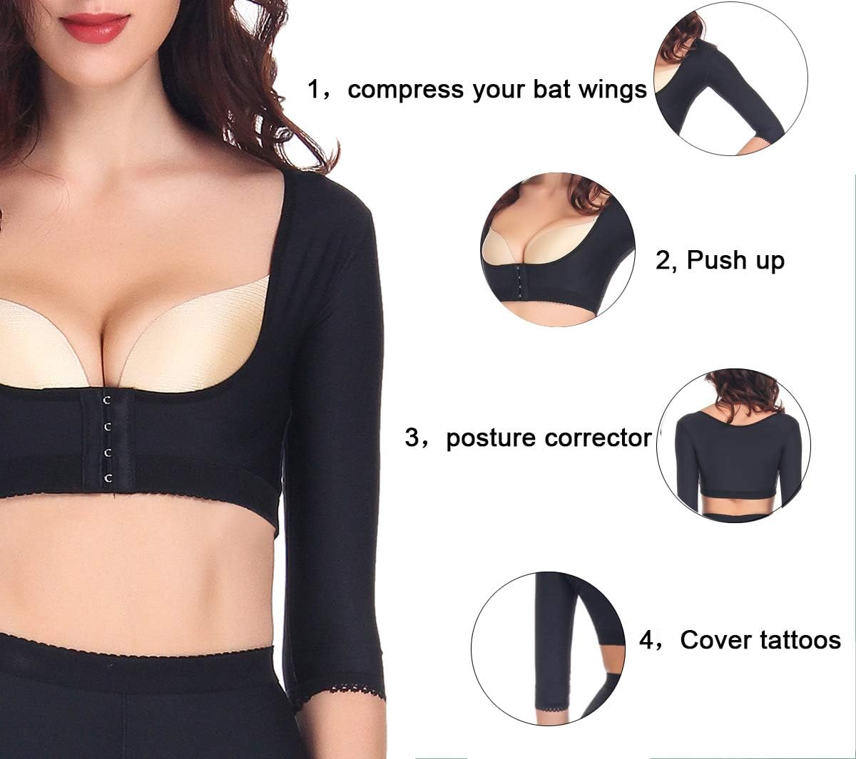 Arm Shapewear Post Surgical Slimmer Compression Sleeves Posture Corrector Tops Arm Sleeves for Women