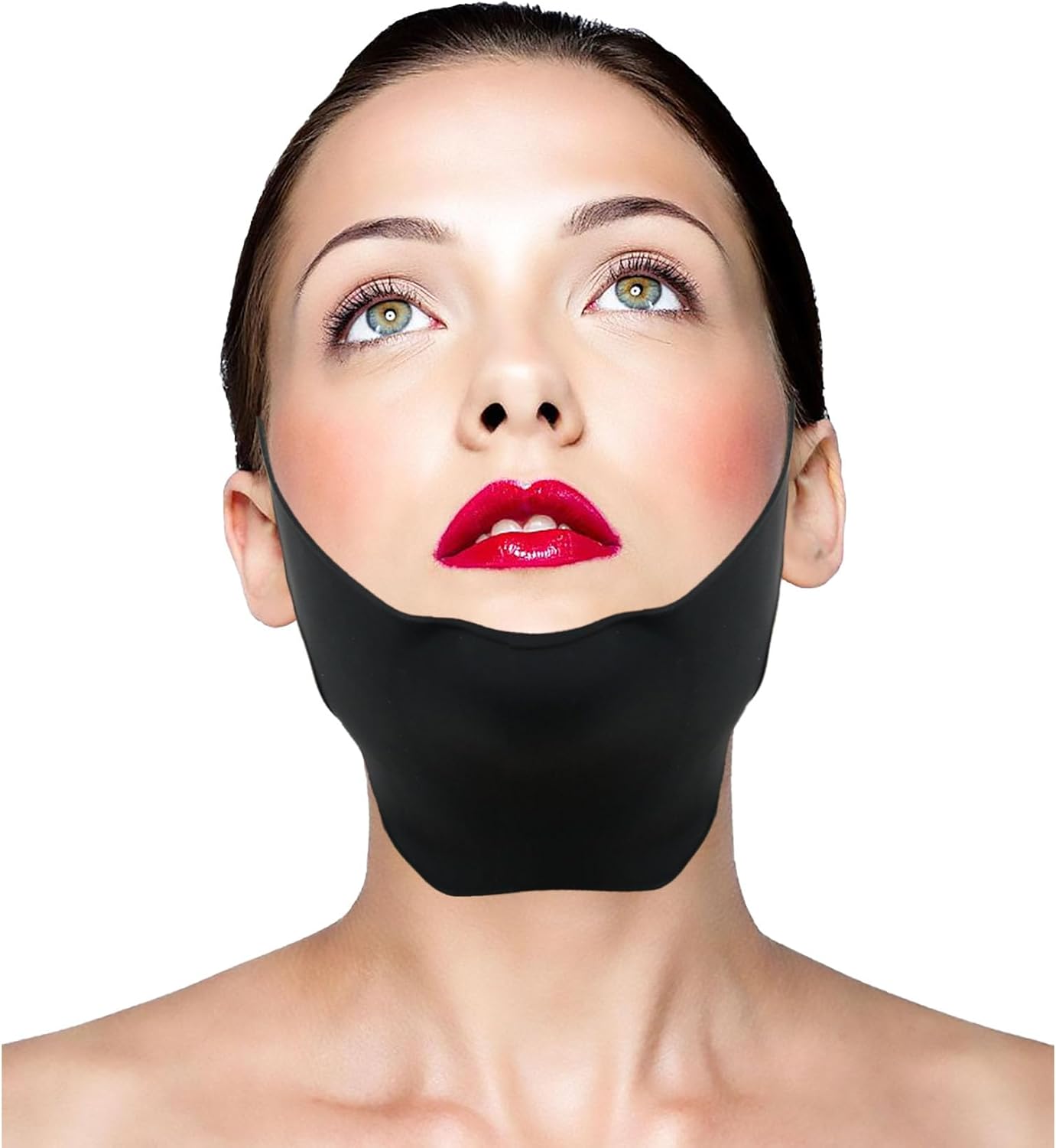 Post Surgical Chin Strap for Women，Anti Snoring Chin Strap，Chin Lipo Compression Garment，Lipo Post Chin Strap，Reusable Silicone Chin Strap (Black)