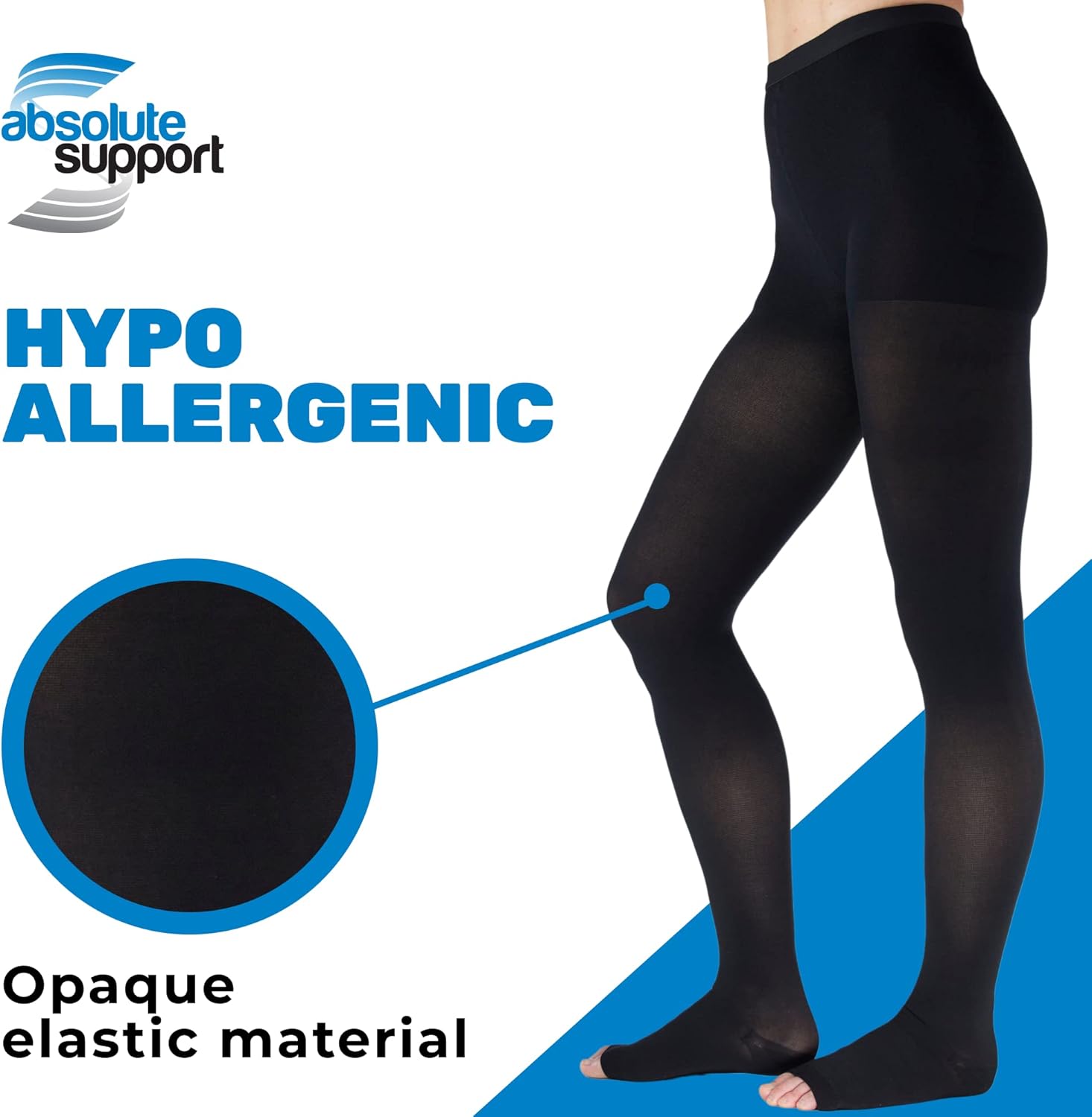 Compression Tights for Women 20-30Mmhg with Open Toe - Opaque Graduated Support Pantyhose for Swelling, Edema, Varicose Veins Circulation during Pregnancy - Black, Large - A214BL3