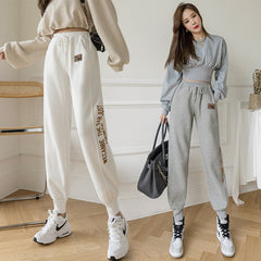 Plush personalized leggings sweatpants for women, cotton harun pants, loose fit, middle-waisted, available in sizes S to 2XL.