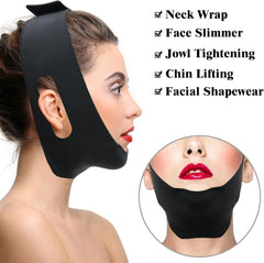 Post Surgical Chin Strap for Women，Anti Snoring Chin Strap，Chin Lipo Compression Garment，Lipo Post Chin Strap，Reusable Silicone Chin Strap (Black)