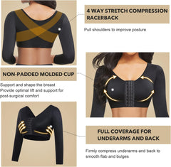 Arm Shaper for Women Post Surgery Arm Lipo Compression Sleeves Slimming Arm Front Closure Shapewear Bra