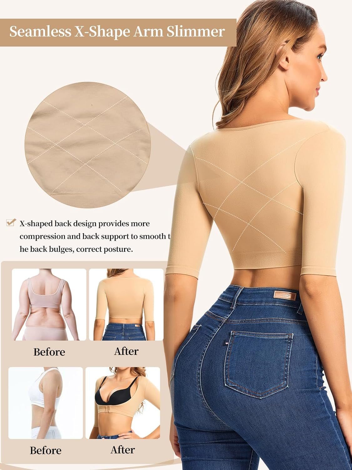 Upper Arm Shapers for Women Compression Sleeves Post Surgery Shapewear Tops Posture Corrector Arm Slimmer Vest