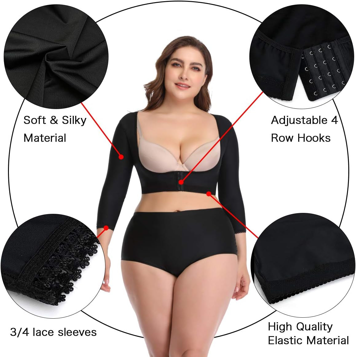 Women'S Arm Shaper plus Size Arm Faja Compression Sleeve Garment Post Surgical Arm Shapewear