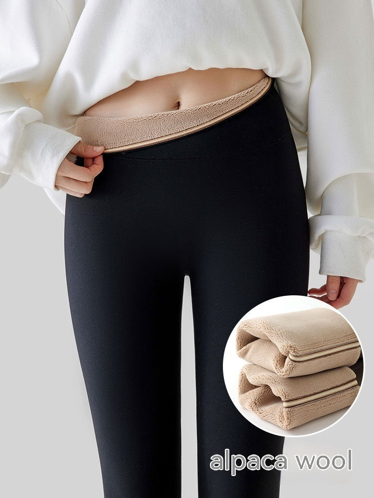 Fleece-lined Thick High Waist Hip Lift Leggings For Women