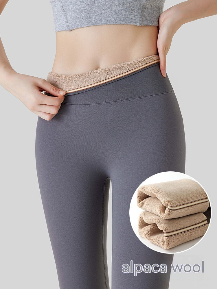 Fleece-lined Thick High Waist Hip Lift Leggings For Women