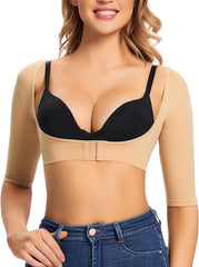 Upper arm shapers compression sleeves for women, nude color, post-surgery shapewear, posture corrector.